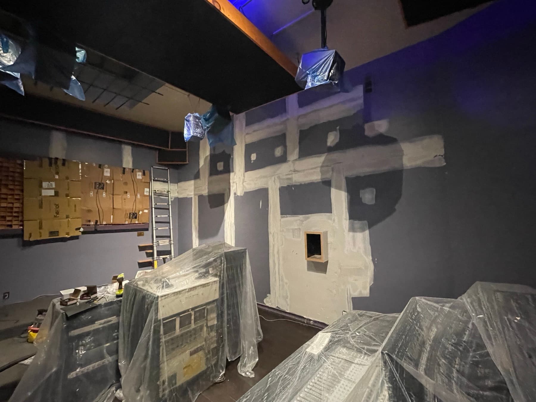 Recording studio room under acoustic construction during studio build